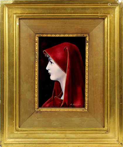 Limoges Email-Gemälde der Fabiola von Rom, nach dem Gemälde von Jean Jacques Henner, Frankreich um