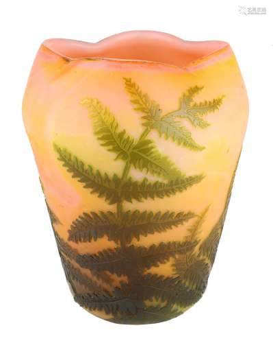 Legras Jugendstil-Vase mit Farndekor, Legras Verreries de Saint Denis et Pantin, 1904 -1914,