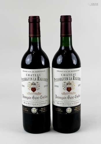 2 Flaschen 2000 Château Puisseguin La Rigodrie, Bordeaux, Puisseguin Saint - Emilion, Jean Albert