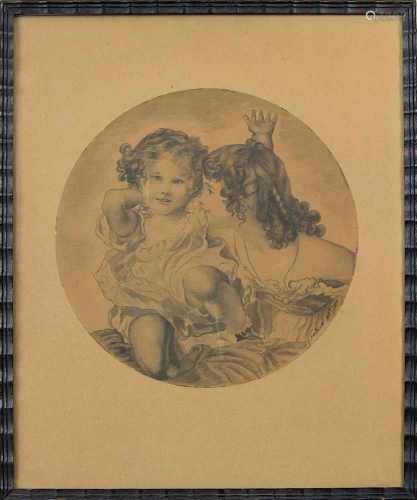 Fontaine, G. (frz. Zeichner und Aquarellist), Zwei Mädchen, Frankreich 1870, feine Tusche- und