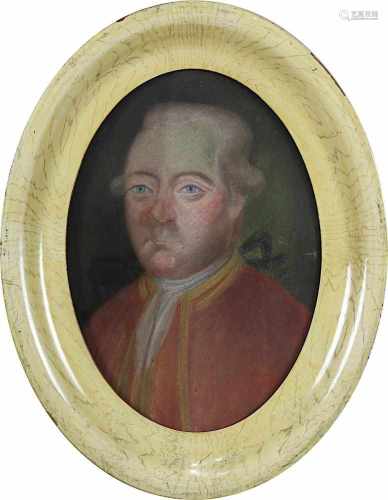 Herrenporträt Anfang 19. Jh., Pastell, in ovalem Rahmen unter Glas gerahmt, 35 x 25 cm,
