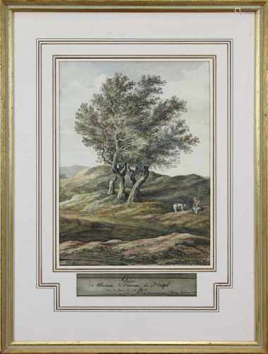 Dalberg, E. (Aquarellist), Rastende am Baum, 1746, Aquarell, links unten signiert, unter Darstellung