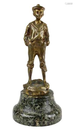 Szczeblewski, Bronzeskulptur Mousse Siffleur, pfeifender Knabe im Matrosenanzug, nicht signiert, auf