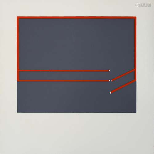 King, Cecil (Rathdrum 1921 - 1986), ohne Titel, Komposition mit Linien, Farbserigraphie -