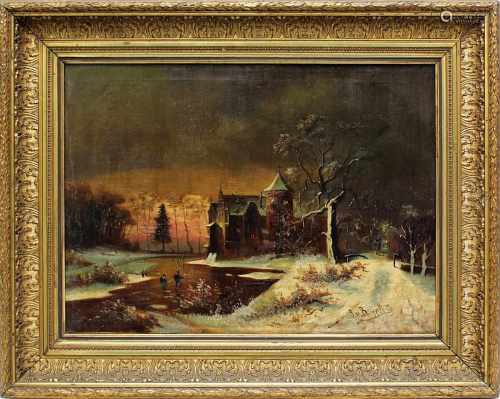 J. v. Reippels (?), Landschaftsmaler des 19. Jh, wohl Belgien, Kleines Schloss und