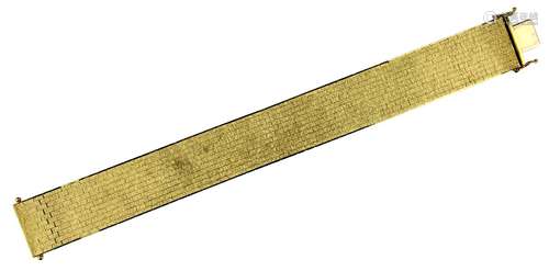 Breites Gelbgold-Armband, Italien um 1960, aus 750er Gelbgold gepunzt, handsatinierte Oberfläche,