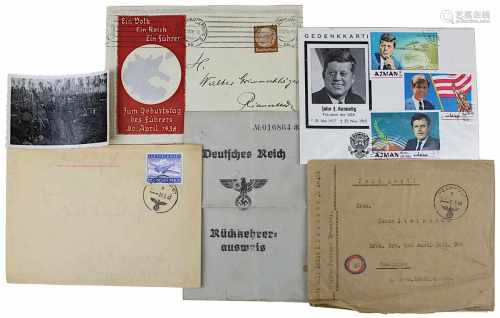 Kleines Konvolut, meist Deutsches Reich 1933 - 1945, Briefumschlag mit Aufdruck 
