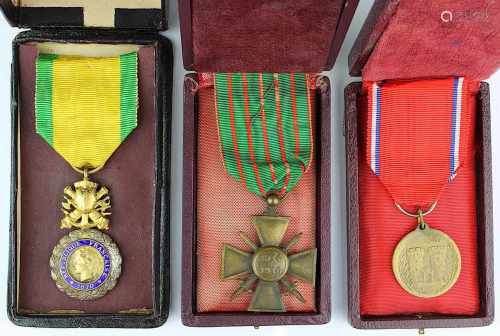 Drei Orden bzw. Medaillen, Frankreich 1870 - 1916: Médaille militaire 1870, Silber partiell