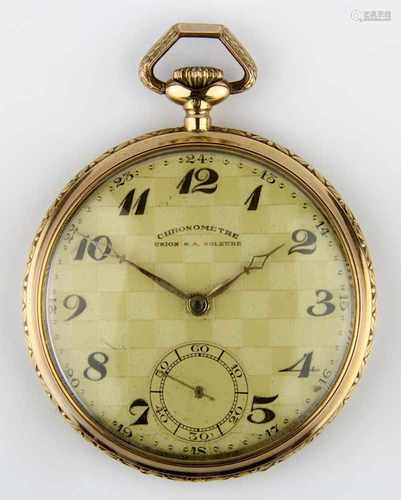 Union Uhrenfabrik Glashütte S.A. - Goldene Taschenuhr um 1920, hergestellt für den französischen