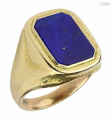 Gelbgold-Herrenring mit Lapislazuli, Deutschland um 1900, 560er Gelbgold, gestempelt und