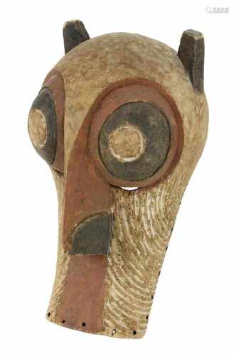 Zoomorphe Maske der Luba oder Songye, D.R. Kongo, als stilisiertes Eulengesicht, Variation des