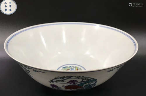 A BLUE&WHITE&DOUCAI GLAZE BOWL