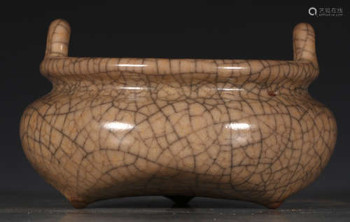 A GEYAO GLAZE DOUBLE EAR VASE