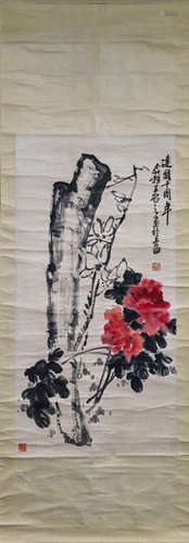 A FLOWER PATTERN PAINTING BY WANGGEYI