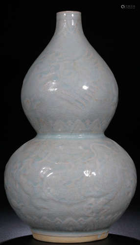 A YINGQING GLAZE GOURD VASE