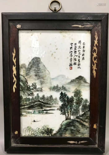 A SHALLOW GLAZE PORCELAIN BOARD PAINTING