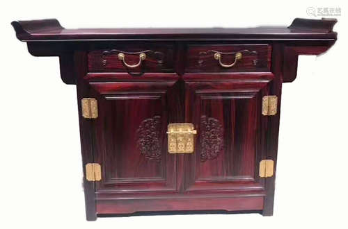 A SUANZHI WOOD CARVED CABINET