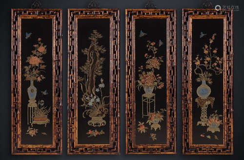 SET OF XIANGFEI BAMBOO LACQUER SCREEN