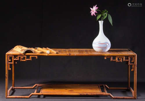 A XIANGFEI BAMBOO CARVED TEA TABLE