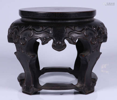 A ZITAN WOOD CARVED BOGU BASE