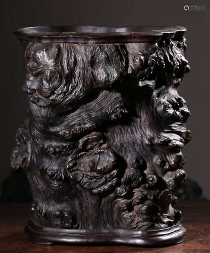 A YING WOOD&XIAOYE ZITAN WOOD BRUSH POT