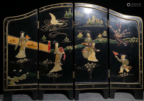 A WOOD EMBEDED JADE SCREEN