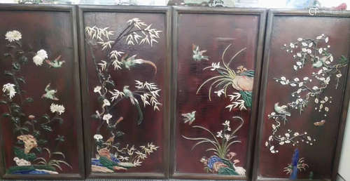 SET OF TANMU WOOD WITH GEM DECORATED SCREEN