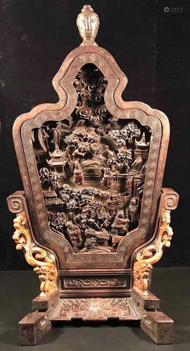 A ZITAN WOOD CARVED SCREEN