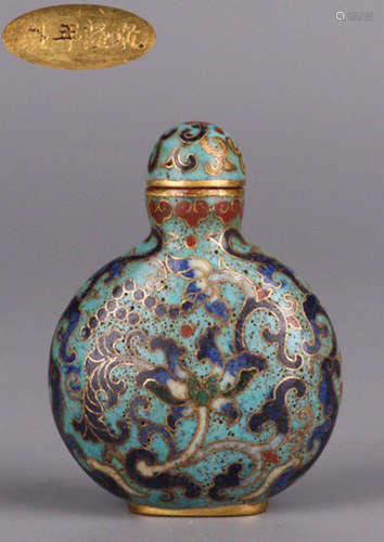 A CLOISONNE CASTED FLORAL PATTERN SNUFF BOTTLE