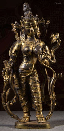 A COPPER CASTED TARA BUDDHA STATUE