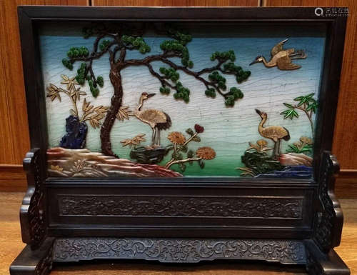 A ZITAN WOOD WITH GEM DECORATED SCREEN