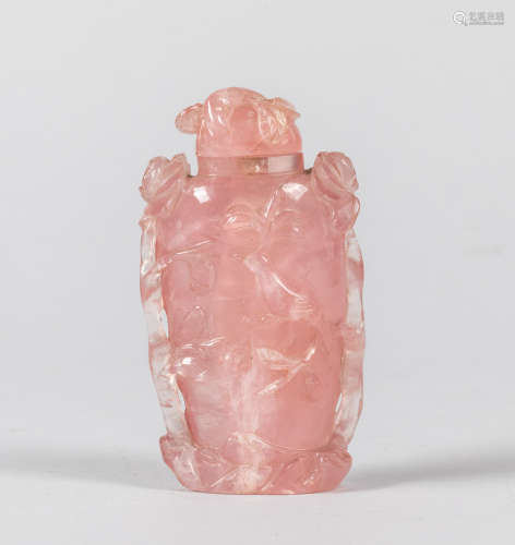 Antique Rose Quartz Urn Form Snuff Bottle