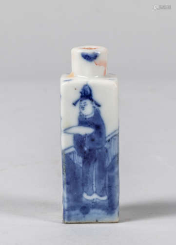 19th Chinese Antique Blue & White Porcelain Snuff Bottle