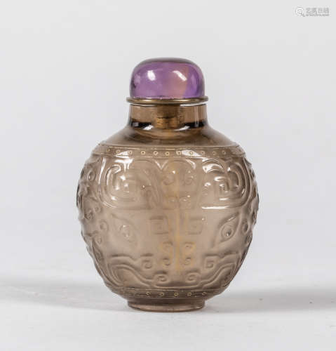 19th Chinese Antique Tea Crystal Snuff Bottle