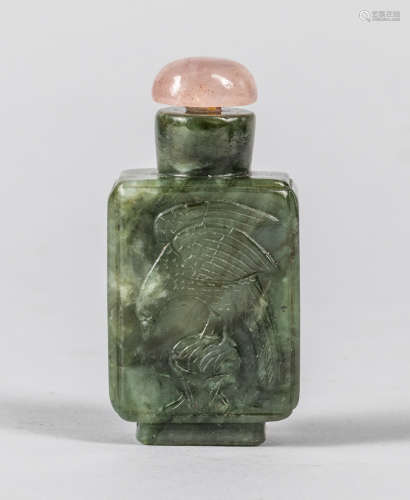 18th Chinese Antique Spinach Jade Snuff Bottle