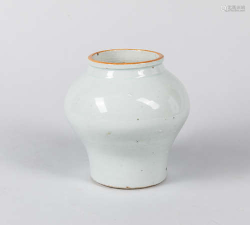 17-18th Korean Antique Cream Glazed Porcelain Jar