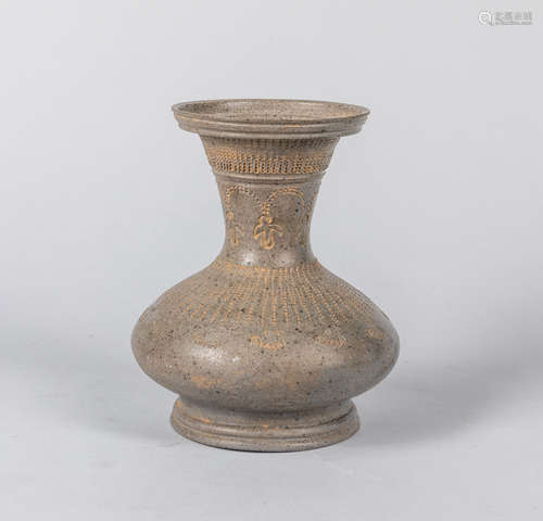 Korean Old Gray Glazed porcelain Cabinet Vase