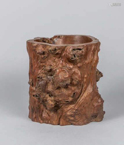 19th Japanese Root Wood Brush Pot