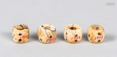 Group Of Tibetan Old Carved Shell Dice Beads