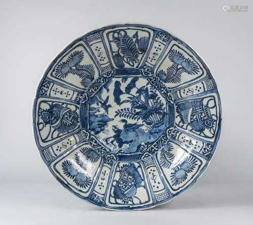 Large Chinese Export Blue & White Porcelain Plate