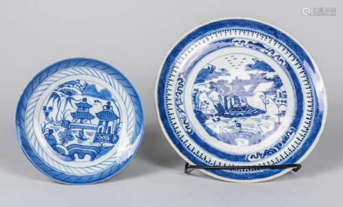 Set of Chinese 18th Export Blue & White Porcelain Plates