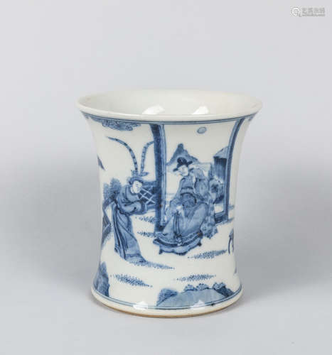 Chinese Antique Blue & White Porcelain Brush Pot