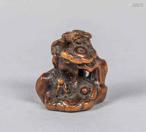 18-19th Japanese Antique Boxwood Netsuke