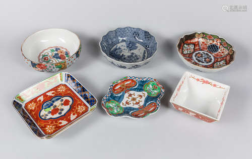 Group Of Japanese Imari Porcelain Bowls&Dishes