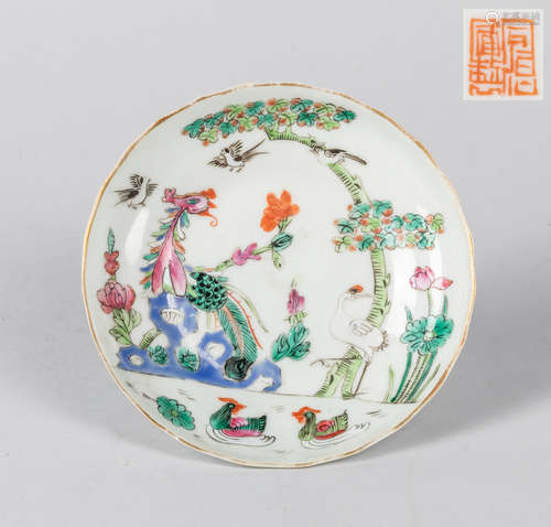 19th Chinese Antique Famille Rose Porcelain Dish