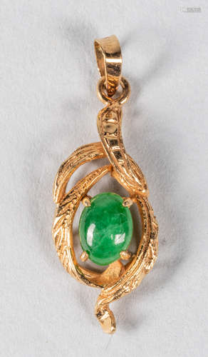 Chinese Antique Export Jadeite Pendant,14k