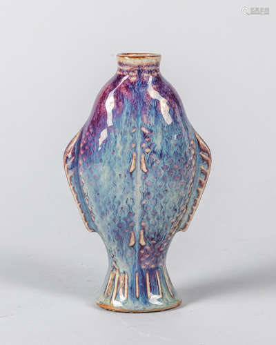 19th Chinese Antique Flambe Glazed Fish Vase