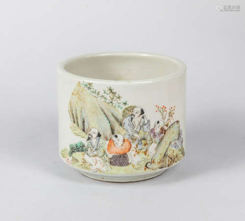 Chinese Republic Period Famille Rose Porcelain Brush Pot