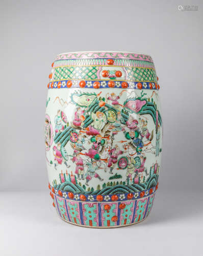 Chinese Export Famille Rose Porcelain Drum Seat