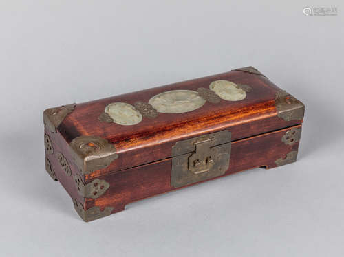 Chinese Export Wood Jade Box